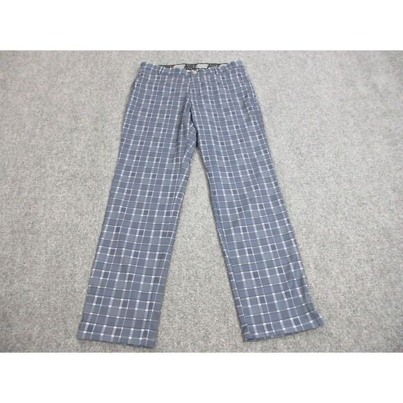 Nike Golf‎ Pants Mens 34 Gray Plaid Chino Swoosh Logo Outdoors Lightweight 34X32 - Picture 1 of 12